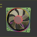 Square Frame Computer Fan With RGB LED Ring And Black Blades On Gray Background 3d model