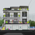 Modern Detached Villa Exterior Three Story Design With Balconies Garage And Waterfront Greenery
