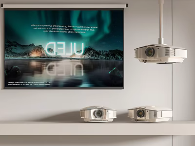 Projection Monitoring With Projectors And Display Screen 3d model