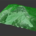 3D Natural Landscape Model With Snowy Regions Green Vegetation And Terrain Texture