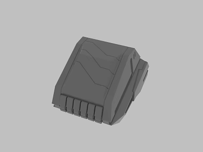 Gray 3D Model of Mechanical Device Casing with Geometric Surface Lines and Grooves 3d model