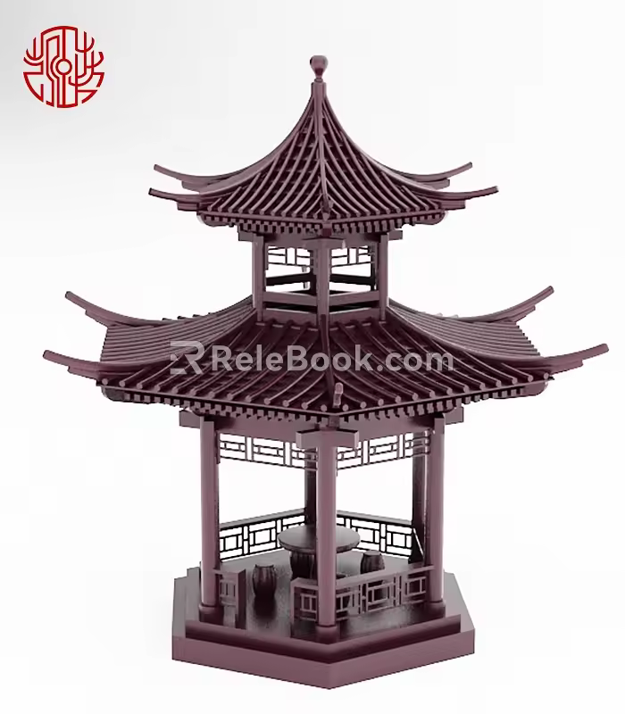 Chinese Hexagon Pavilion 3d model