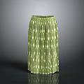 Women's Stylish Green Pleated Skirt With White Geometric Patterns Design