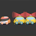 Playful Cartoon Character Toy Cars With Animal Shapes Tail Bow Wings And Colorful Design