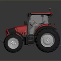 Modern Red Tractor Working On Farmland Terrain For Agricultural Use
