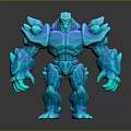 Glowing Blue 3D Creature Model With Muscular Body And Crystal Texture