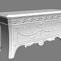 Elegant White Console Cabinet with Ornate Carvings and Gold Accents