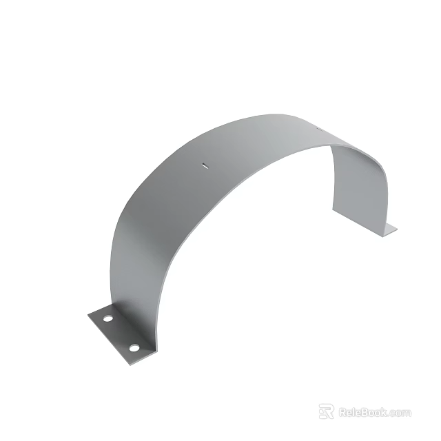 Durable Gray Metal Curved Bracket With Mounting Holes For Secure Installation 3d model