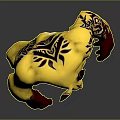 Muscular Yellow Mythical Creature Character With Red Claws Tiger Stripes And Horns