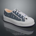 Stylish Daily Life Blue White Shoes With Thick Sole Beige Inner And Geometric Design