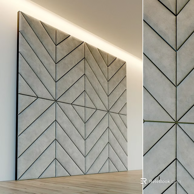 Modern Textured Gray Wall Decor With Geometric Chevron And Diamond Patterns 3d model