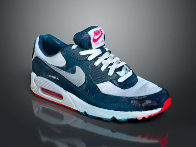 Nike Air Max 90 Sneakers With Navy White Gray And Red Color Design 3d model