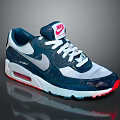 Nike Air Max 90 Sneakers With Navy White Gray And Red Color Design
