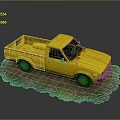 Yellow Classic Pickup Truck On Grass And Dirt Surface Design