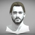 Man With Brown Hair Ponytail And Beard In 3D Head Side Profile Model 3d model