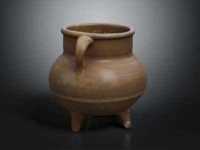 Traditional Clay Pot With Handle And Three Legs For Furniture Decoration In Classic Style 3d model