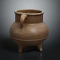 Traditional Clay Pot With Handle And Three Legs For Furniture Decoration In Classic Style