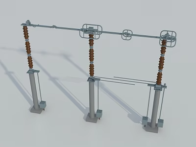 Industrial High Voltage Equipment Featuring Metal Frame Pillars Crossbeam And Insulators 3d model
