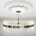 Elegant Modern Chandelier Featuring Gold Frame And Transparent Material Ceiling Design 3d model