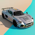 Silver Sports Car With Sleek Aerodynamic Design Yellow Stripe Accents And Black Wheels