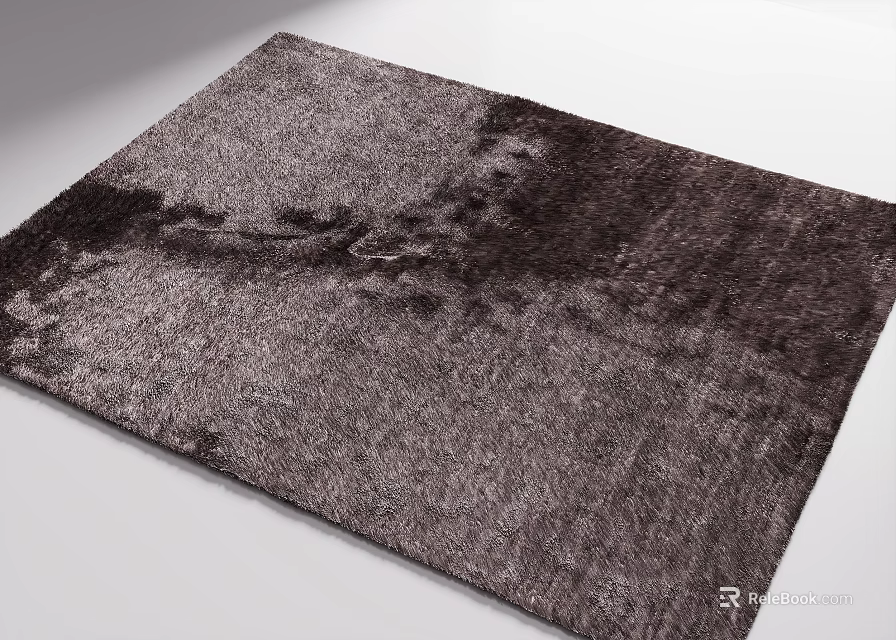Soft Plush Dark Gray Square Rug with Textured Surface for Living Room Decor 3d model 