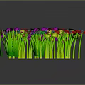 Colorful Garden Flowers With Green Stems And Vibrant Red Yellow Purple Petals