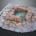 Stone Built Square Water Pool With Surrounding Natural Stone Slabs and Decorative Ground