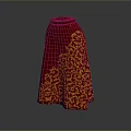 Man Wearing Red Skirt With Golden Floral Patterns Posing In Studio 3d model