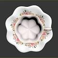 Elegant White Teacup And Saucer With Pink Rose Pattern And Gold Rim