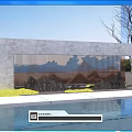 Outdoor Scenic Wall Design With Gray Surface Brown Grid Black Rockery And Water Pool