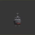 Gray Red Water Transport Model Boat With Cockpit Antenna And Deck Features