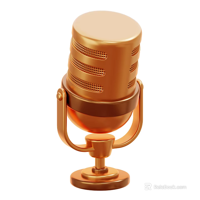 Elegant Golden Vintage Microphone Decorative Ornament Set for Home Decoration 3d model 
