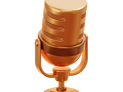 Elegant Golden Vintage Microphone Decorative Ornament Set for Home Decoration 3d model