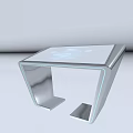 Interactive Touchscreen Table As Public Facility With Blue Interface And Modern Metal Frame