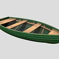 Traditional Green Wooden Boat With Wooden Planks And Classic Design Structure