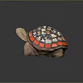 Colorful Mosaic Turtle Sculpture With Red Blue White Tiles As Decorative Art Piece