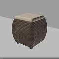 Hexagonal Brown Woven Ottoman With Cream Padded Top For Living Room Decor
