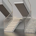 Modern Concrete Staircase Design With Metal Railings And Built In Lighting