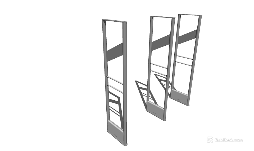 Three Modern Security Metal Detector Gates With Vertical Structure For Checkpoints 3d model