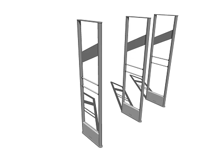 Three Modern Security Metal Detector Gates With Vertical Structure For Checkpoints 3d model