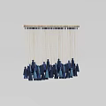 Decorative Human Shaped Pendant With Clustered Blue Green Figures Suspended On Strings