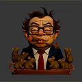 Cartoon Style Game and Movie Character Wearing Glasses in Suit with Mice