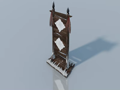 Traditional Wooden Swing Door Featuring Diamond Pattern and Pointed Top Tassels 3d model