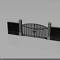 Iron Gate Outdoor Furniture With Brick Pillars And Decorative Design In The Center