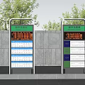 Public Facility Bus Stop Signs With Green White Display Screens And Text Information