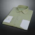 Stylish Light Green Collared Shirt With White Cuffs And Pocket Design