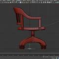 Classic Wooden Single Chair With Armrest Swivel Base And Wheels