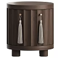 Luxury Dark Walnut Round Wooden Chest Of Drawers With Exquisite Tassel Pull Handles