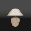 Table Lamp Featuring Off White Shade Light Brown Stone Like Texture Base On Black Background 3d model