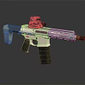 Modern Tactical Rifle With White Blue Black Body Scope And Rail System